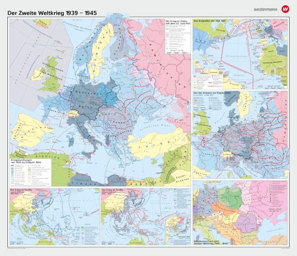 Der zweite Weltkrieg als Schulwandkarte