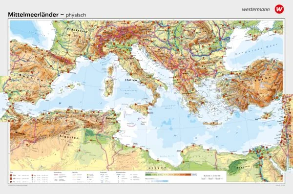 Physische Karte der Mittelmeerländer