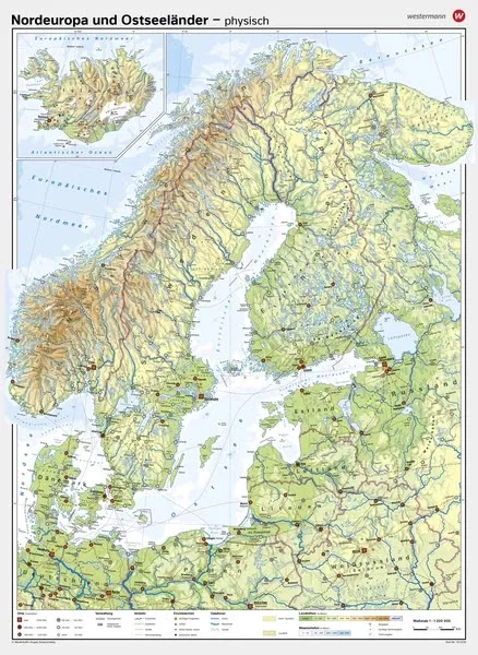 Physische Landkarte von Nordeuropa
