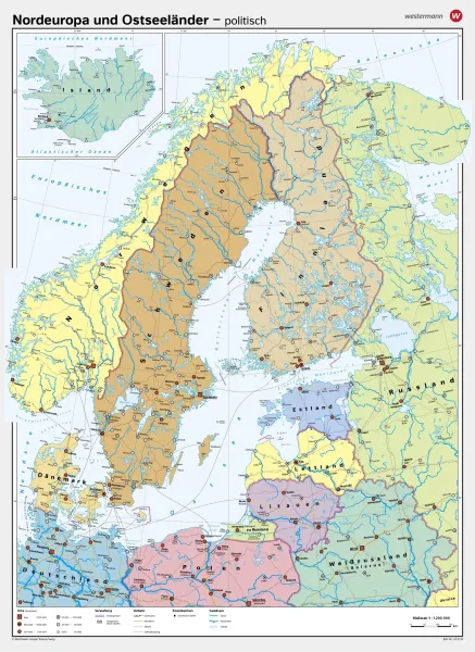 Politische Landkarte von Nordeuropa