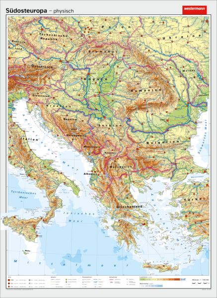 Physische Landkarte von Südosteuropa