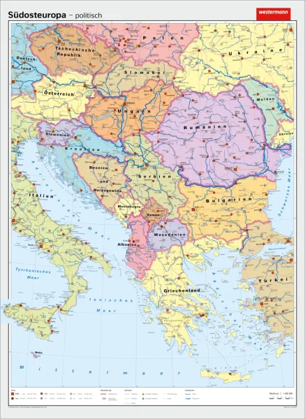 Politische Landkarte von Südosteuropa