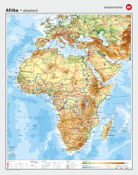 Afrika als physische Landkarte