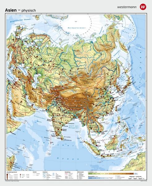 Physische Asienkarte