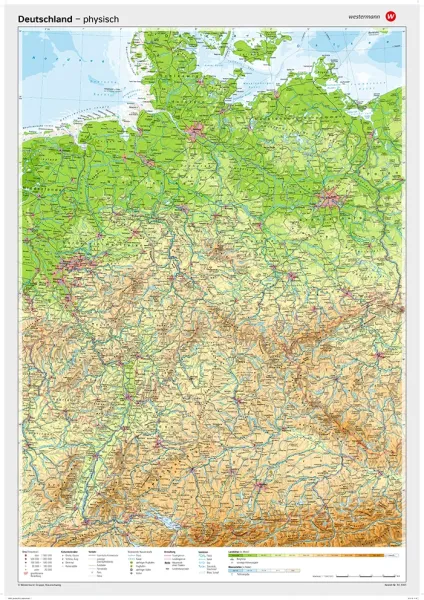 Deutschland als physische Posterkarte