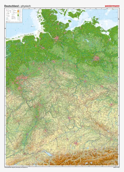 Riesenposter von Deutschland als physische Karte