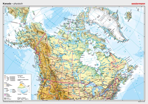 Physische Landkarte von Kanada