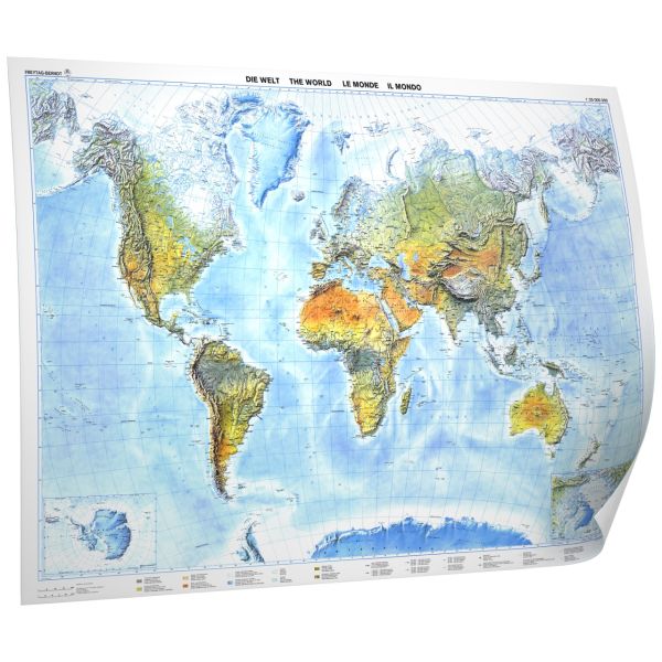 Physische Weltkarte f&b 122x88cm in 4 Varianten.