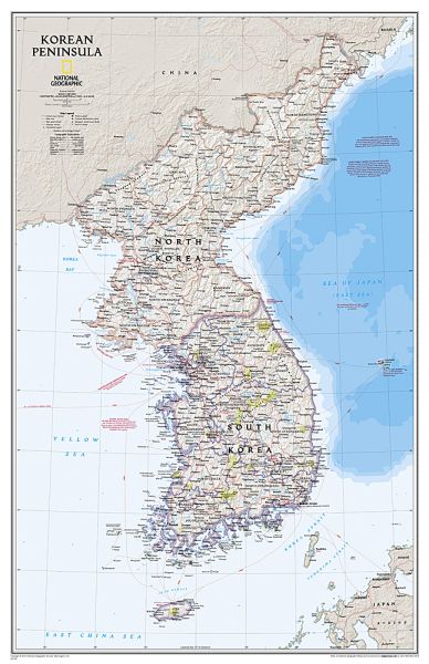 Physische Landkarte von Nord- und Südkorea