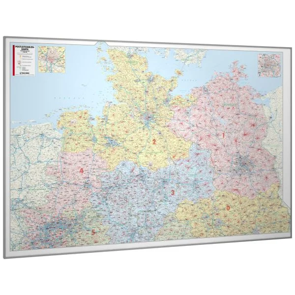 Die Norddeutschland PLZ-Karte PLZ 5-stellig (150x105) gerahmt