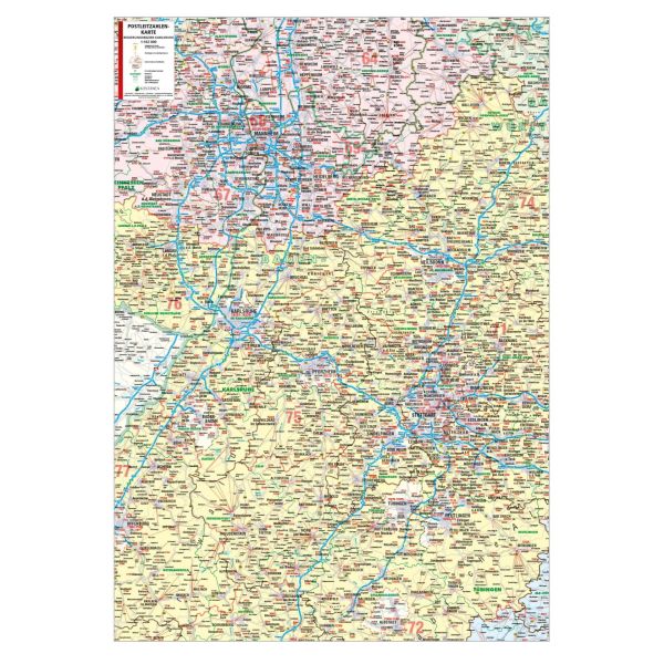 Die Postleitzahlenkarte Regierungsbezirk Karlsruhe 84x119cm in 4 Varianten 