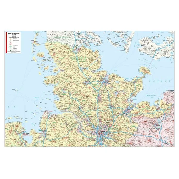 Die Postleitzahlenkarte Regierungsbezirk Schleswig-Holstein 119x84cm in 4 Varianten 
