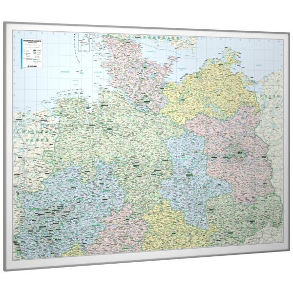 Die Verwaltungskarte von Norddeutschland 220x150 cm gerahmt