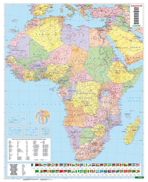 Die politische Übersichtskarte Afrika 97x128cm in 4 Varianten.