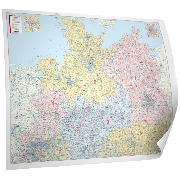 Die Postleitzahlenkarte Norddeutschland 150x105 cm in 4 Varianten 