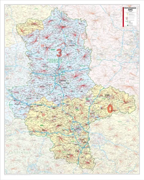 Die PLZ Karten von Sachsen-Anhalt 102x128 cm Insel in 4 Varianten 
