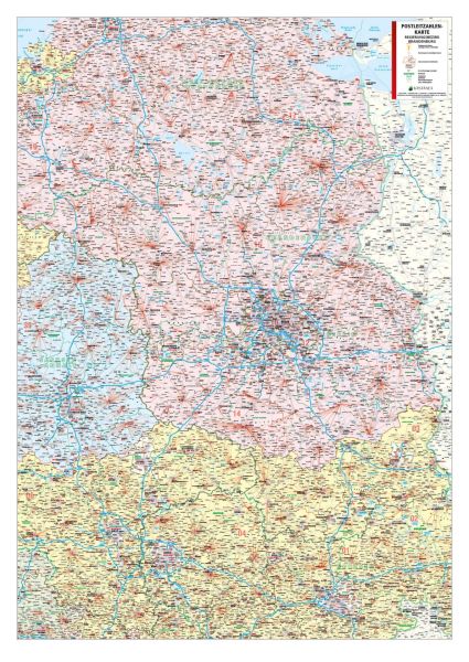 Die Postleitzahlenkarte Regierungsbezirk Brandenburg 84x119cm in 4 Varianten 