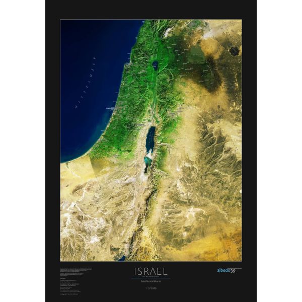 Die Satelliten Karte Israel 70x100 cm in 4 Varianten