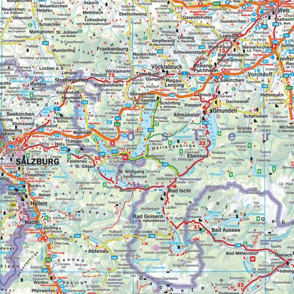 Detailansicht der Straßenkarte Österreich