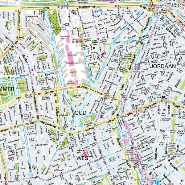 Der Stadtplan Amsterdam Poster Papierkarte Detailansicht
