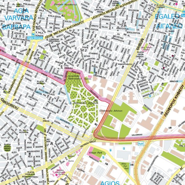 Der Stadtplan Athen Poster Papierkarte Detailansicht
