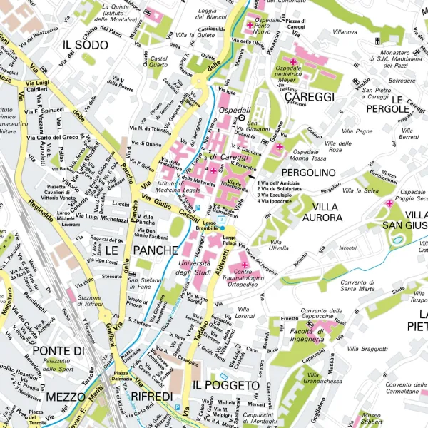 Der Stadtplan Florenz Poster Papierkarte im Detail