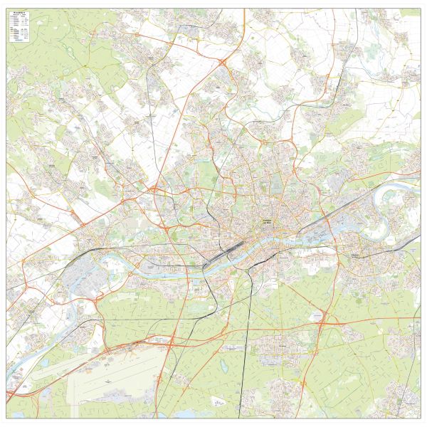 Der Stadtplan Frankfurt 100x100 cm in 4 Varianten 