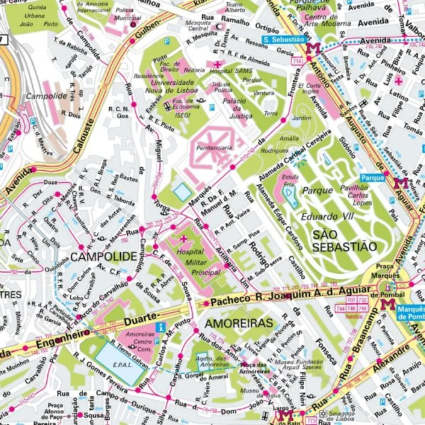 Der Stadtplan Lissabon Poster Papierkarte im Detail