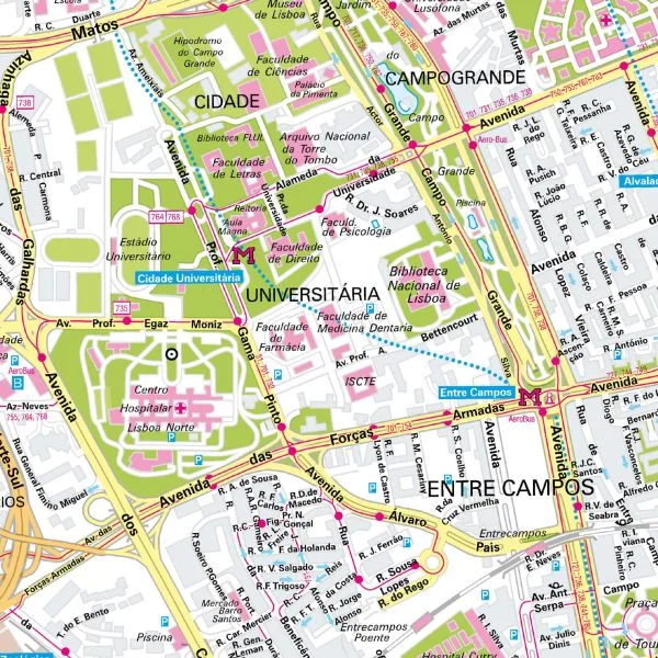 Der Stadtplan Lissabon Poster Papierkarte Detailansicht