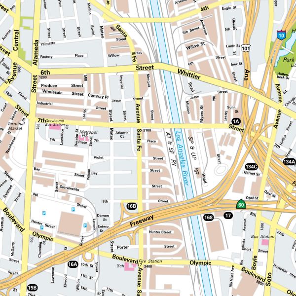 Der Stadtplan Los Angeles Poster Papierkarte Detailansicht