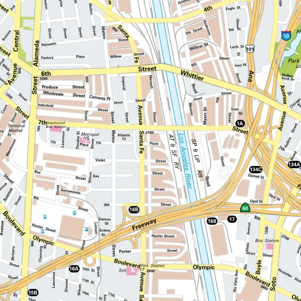 Der Stadtplan Los Angeles Poster Papierkarte Detailansicht