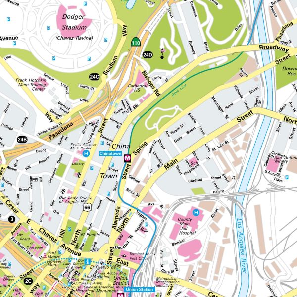 Der Stadtplan Los Angeles Poster Papierkarte im Detail