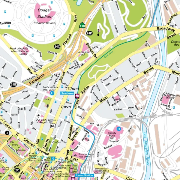 Der Stadtplan Los Angeles Poster Papierkarte im Detail