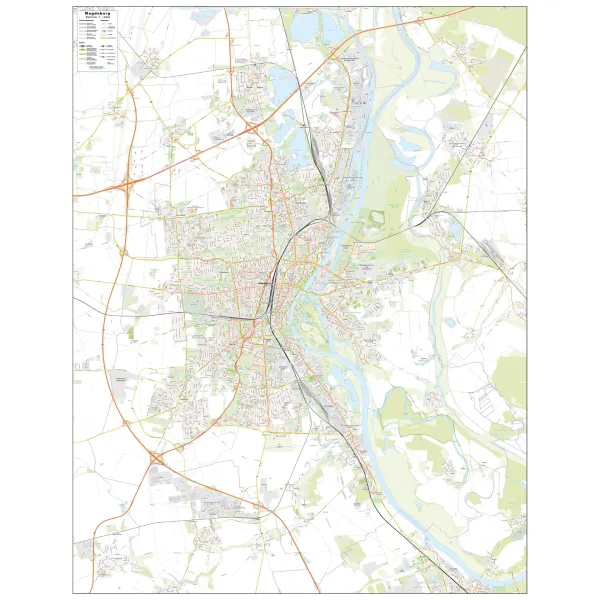Der Stadtplan Magdeburg 150x135cm in 4 Varianten 