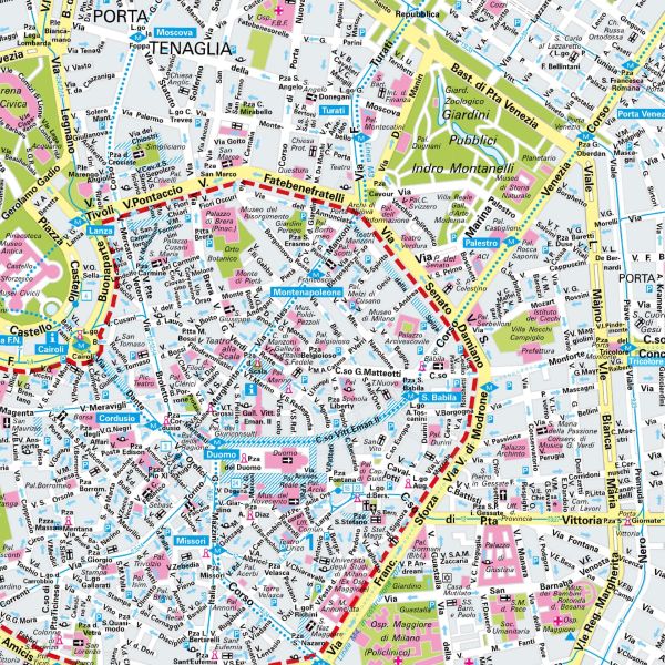 Der Stadtplan Mailand Poster Papierkarte im Detail