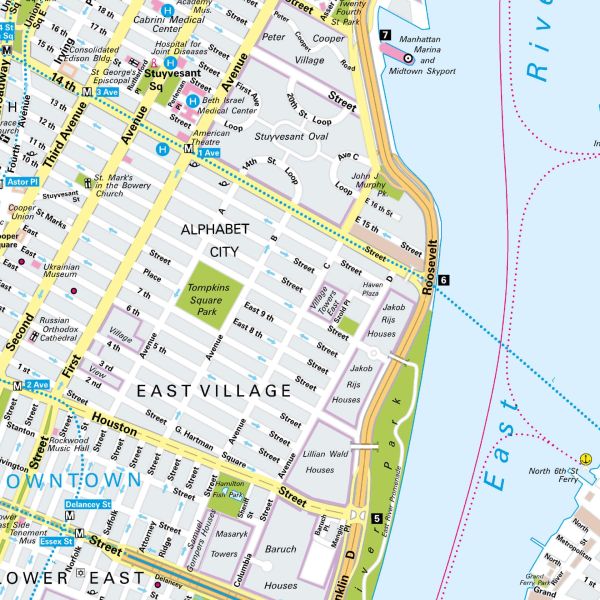 Der Stadtplan New York Poster Papierkarte Detailansicht