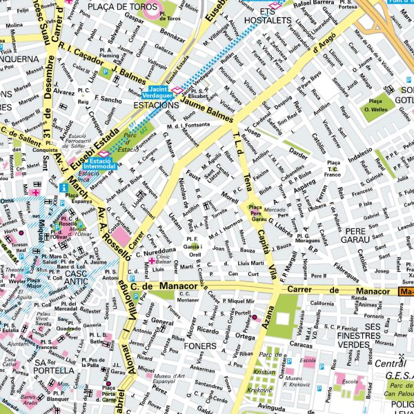 Der Stadtplan Palma de Mallorca Papierkarte im Detail
