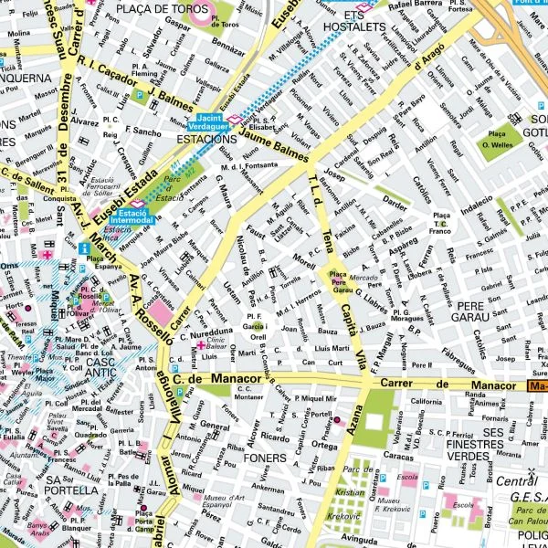 Der Stadtplan Palma de Mallorca Papierkarte im Detail