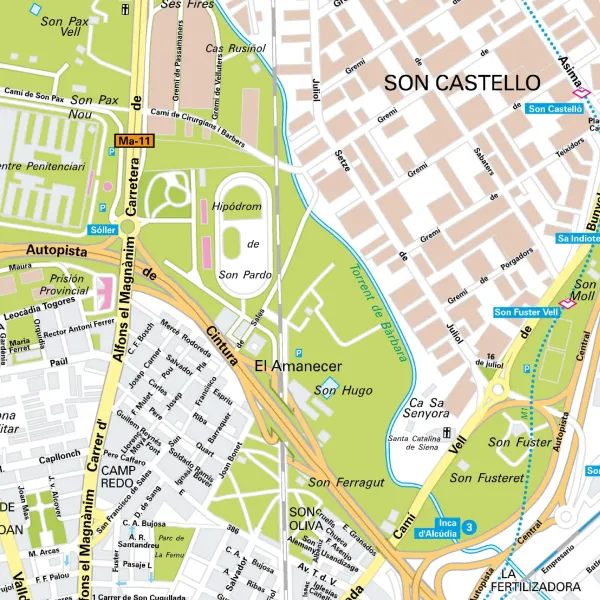 Der Stadtplan Palma de Mallorca Papierkarte Detailansicht