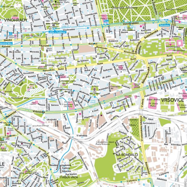 Der Stadtplan Prag Papierkarte Detailansicht