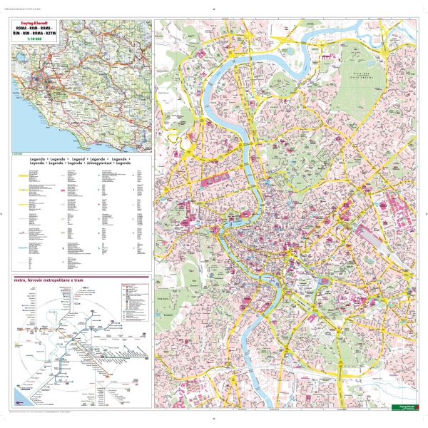 Der Stadtplan Rom 93x90 cm in 4 Varianten 