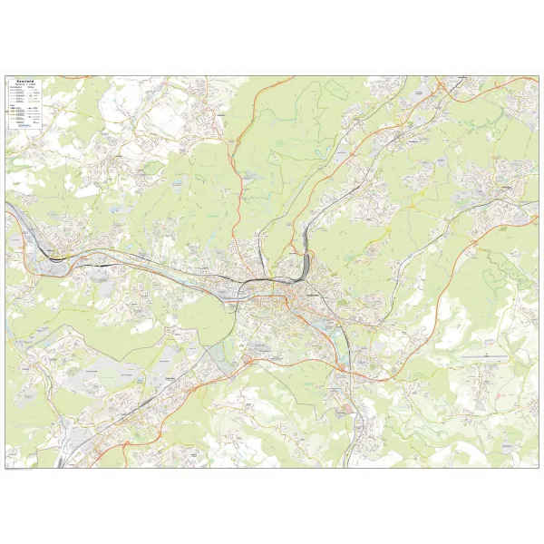 Der Stadtplan Saarbrücken 120x160cm in 4 Varianten 