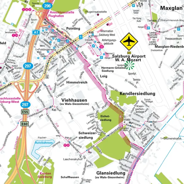 Der Stadtplan Salzburg Papierkarte im Detail