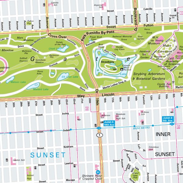 Der Stadtplan San Francisco Papierkarte Detailansicht