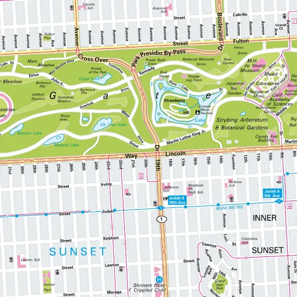 Der Stadtplan San Francisco Papierkarte Detailansicht