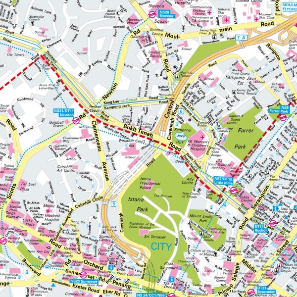 Der Stadtplan Singapur Papierkarte Detailansicht