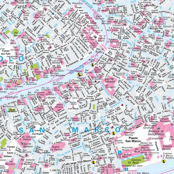Der Stadtplan Venedig Papierkarte Detailansicht