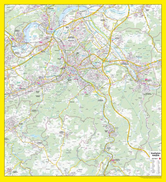 Der Stadtplan von Hagen als Poster